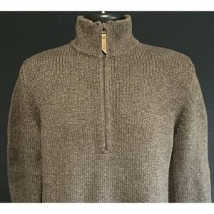 Eastern Mountain Sports EMS Mens M Brown 1/4 Zip Heavy LambsWool Sweater